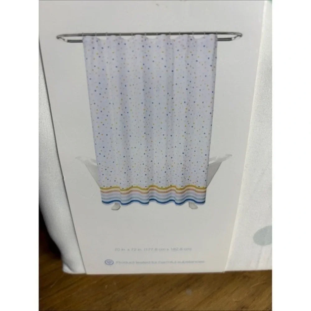 The Big One Polka Dot Bathroom Set Shower Curtain Soap Dispenser & Bath Mat NEW